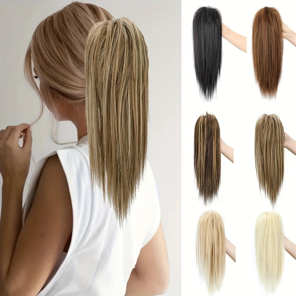 12-inch HSF Marketplace synthetic ponytail extension with claw clip, soft heat-resistant fiber hairpiece
