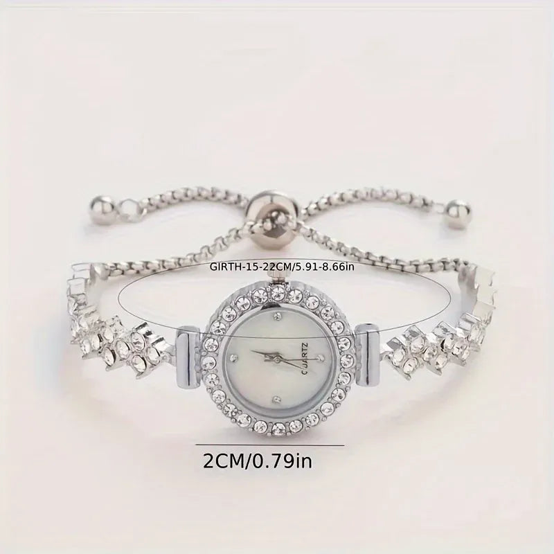 1 piece of elegant women's quartz watch, paired with luxurious rhinestone embellishment - gold simulated bracelet