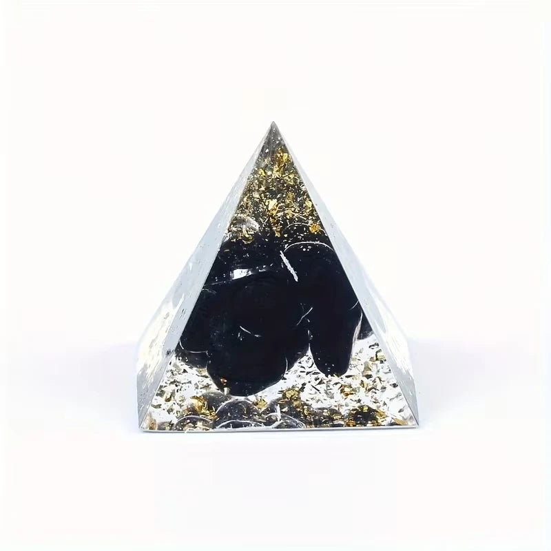 1set(7pcs) Orgonite Pyramid Natural Mixed Crystal Chips Chakra Healing Stone Desk Decor Meditation Ornament Home Decoration