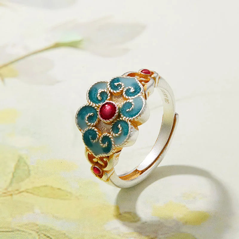 925 Sterling Silver Open Finger Ring Golden Enamel Donut Dazzling Geometric Punk For Women Jewelry Gift Dropship Wholesale