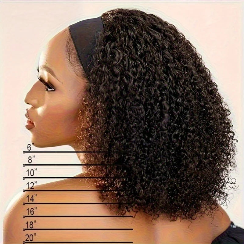 200% density deep curly human hair headband wig for effortless styling