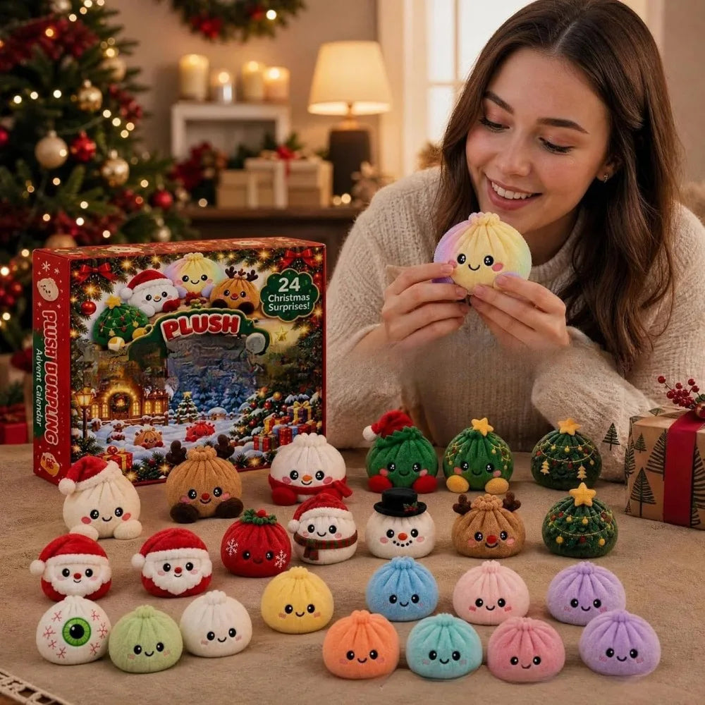 Christmas dumpling squishy advent calendar with 24 mystery dumplings for sensory anxiety relief and slow-rising decompression