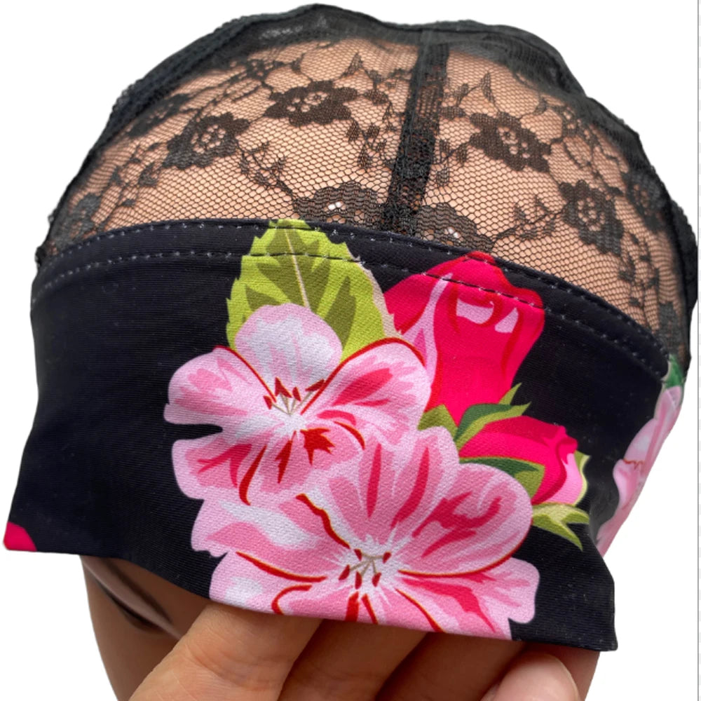 Adjustable headband wig cap with grip band for wig making by HSF Marketplace