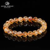 JD 2A Natural Golden Quartz Beaded Bracelets Women Charm Reiki Healing Yellow Crystal Handamde Stretch Bracelet Handstring Gift