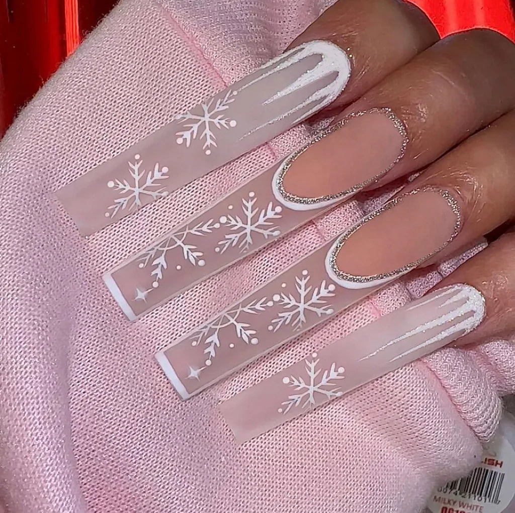 HSF Marketplace pink glitter skull and love print press-on false nails, 24-piece Halloween ballet style set