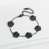 White Black Red Green Shell Five Leaf Flower Stainless Steel Ladies Bracelet Simple for Woman Party Birthday Jewelry Gift Clover