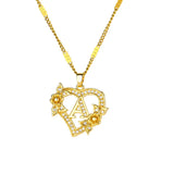 Gold heart initial letter necklace for women with stainless steel chain featuring A-Z alphabet pendant, birthday jewelry gift