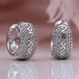 Hand-carved hollowed zirconia hoop earrings for women by HSF Marketplace