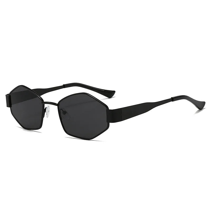 Hexagon fashion metal sunglasses for men and women, trendy eyewear for outdoor cycling