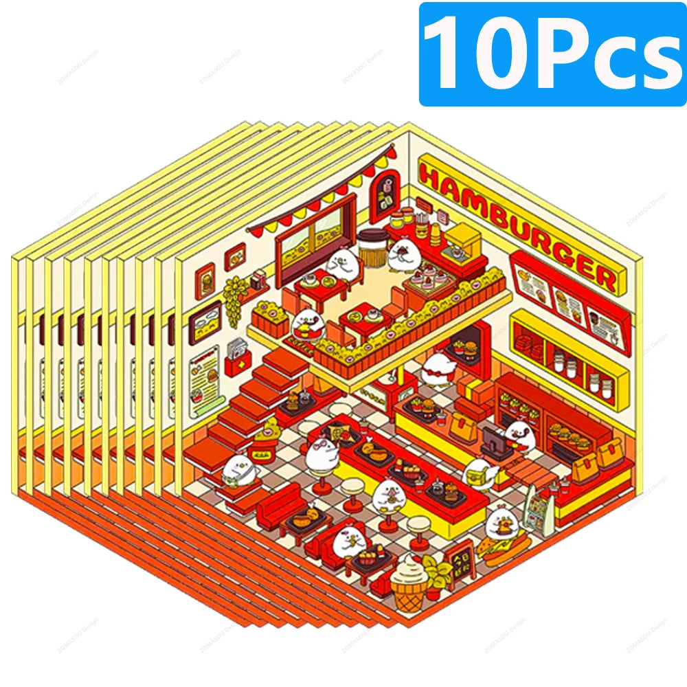 3D landscaping stickers for miniature scenes by HSF Marketplace, featuring detailed scenery designs