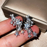 Shiny Star 925 silver needle earrings with AAA zircon for women by HSF Marketplace