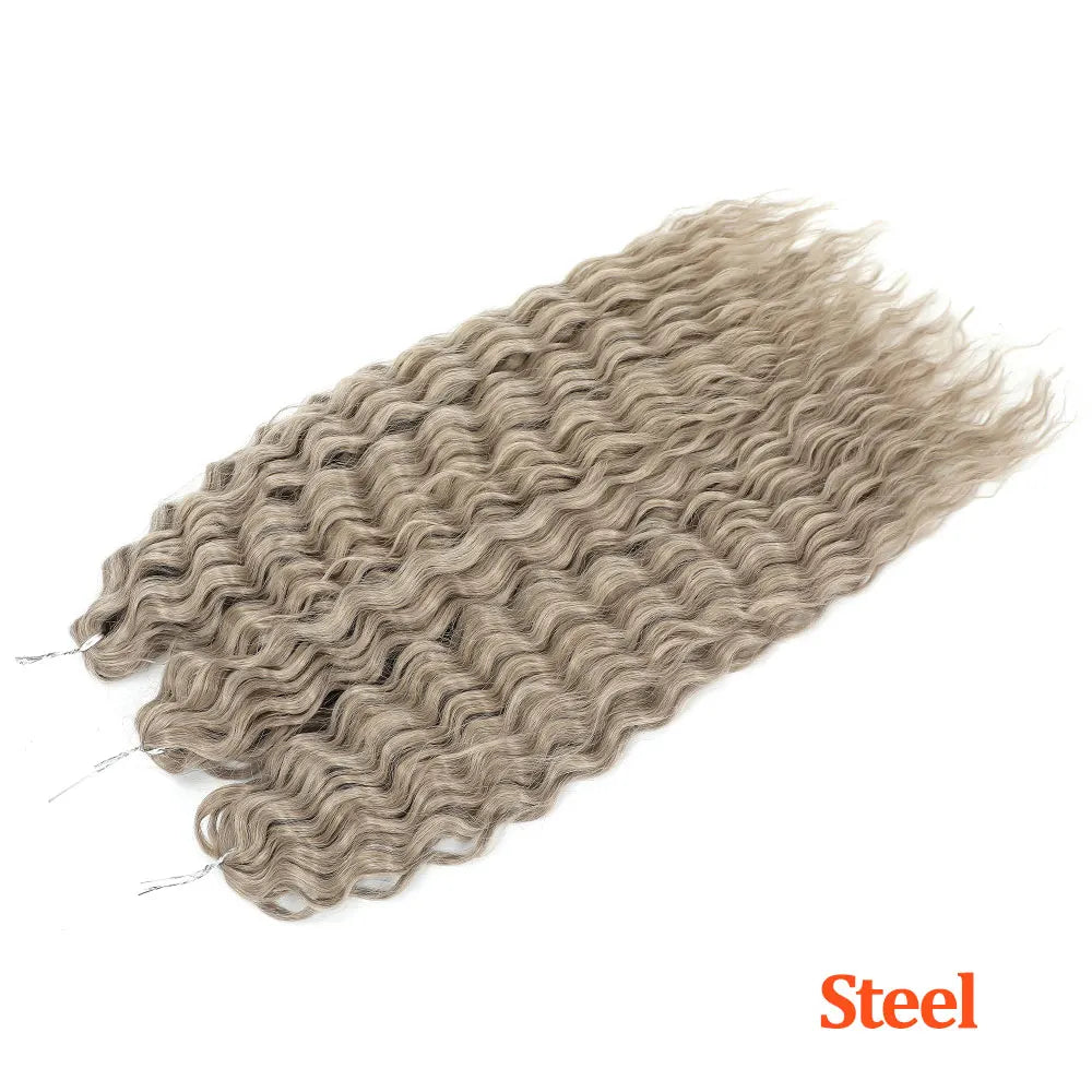 Deep Wave Braiding Hair Extension Natural Synthetic African Afro Hair Water Twist Crochet Braids Hair 22inch 3Ps/Lot #1B#4#6