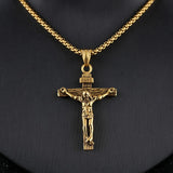Stainless steel Jesus cross necklace for men, gold and silver options, HSF Marketplace jewelry