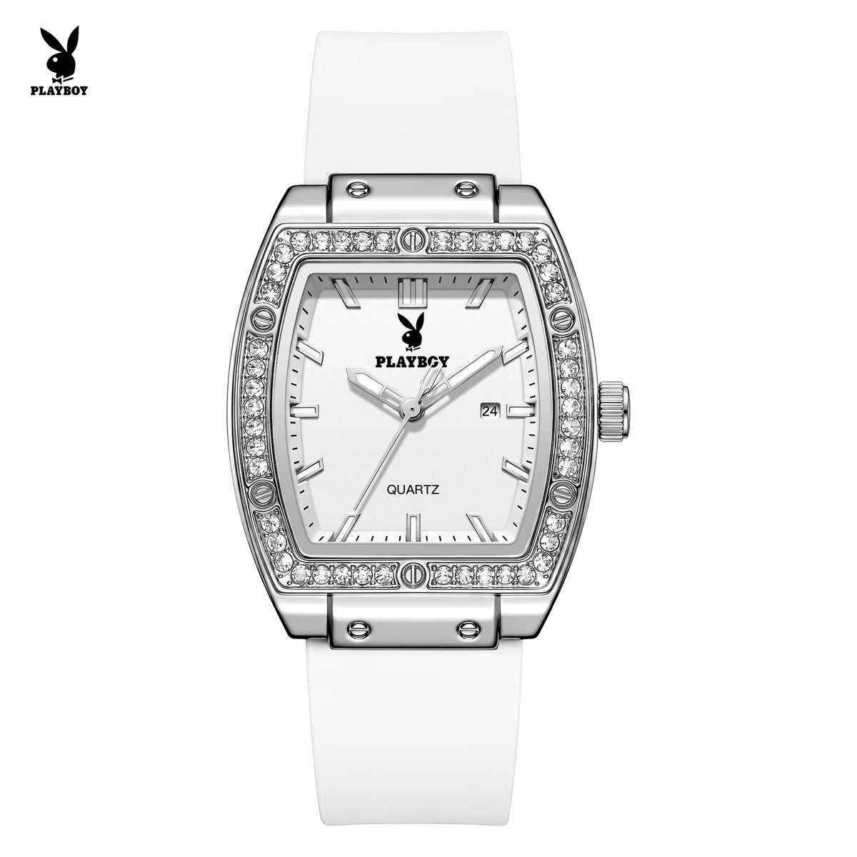 PLAYBOY Woman Elegant Date Quartz Wristwatch Waterproof Luminous Diamond Bezel Watches for Woman Luxury Original Brand Reloj
