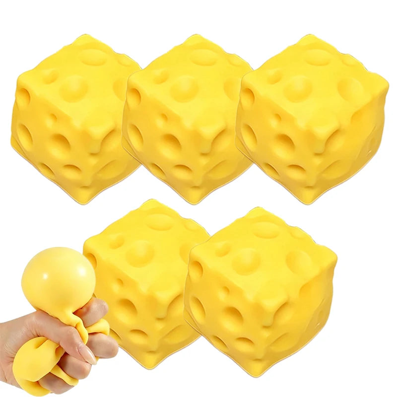5cm Cheese Squishy Stress Ball Squeeze Toys Soft Squeeze Stress Relief Fidget Toys Desk Decor Decompression Toy Gift for Adults