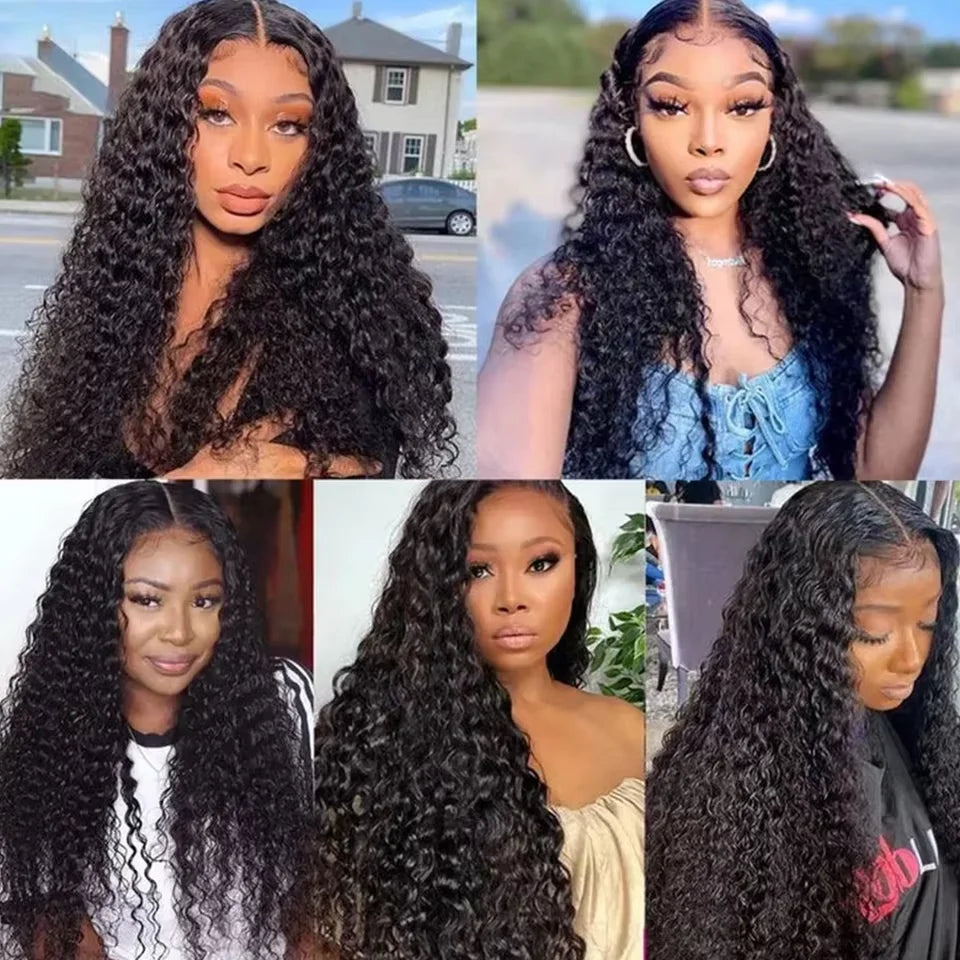 4x4 5x5 13x4 Closure With Bundles Deep Wave Brazilian Human Hair 3 4 Bundle With Frontal HD Lace Invisible Melt Skin Curly Weave