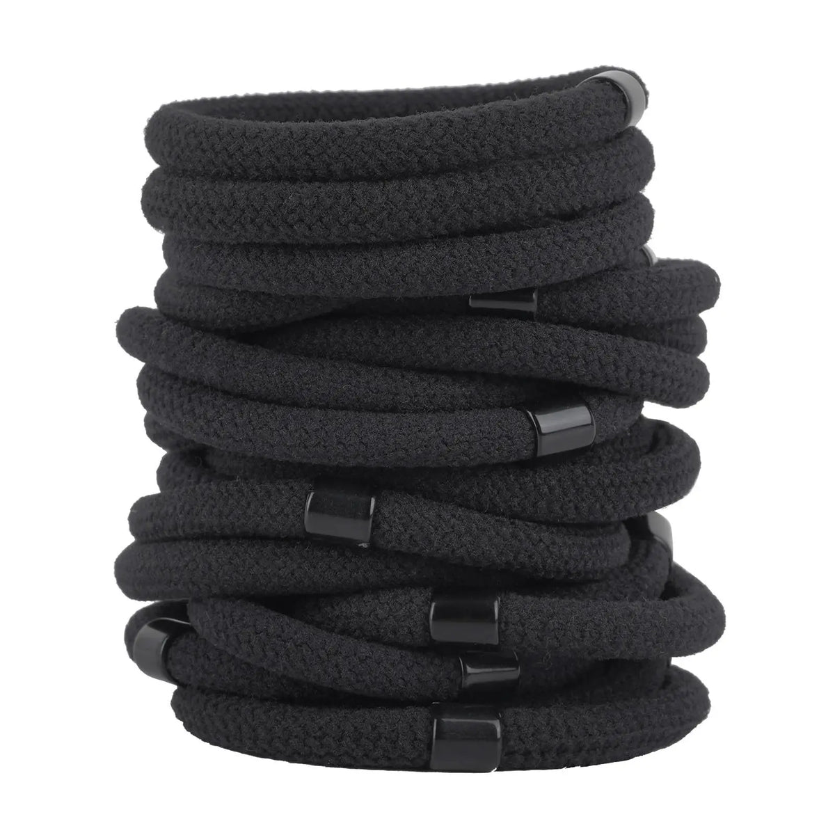 10Pcs/Bag Black Flocked Hair Ties Basic Elastic Hair Bands Soft No Damage Hair Rubber Ponytail Holders