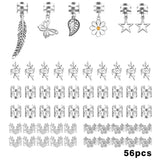 56-piece silver HSF Marketplace hair cuffs for stylish braids and dreadlocks