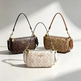 Elegant women's vintage leather crossbody handbag in brown with adjustable strap and compact design