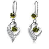 Silver heart drop earrings for women with colorful zircon stones by HSF Marketplace