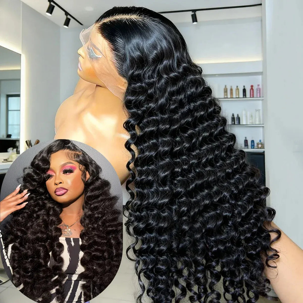 Deep Wave Wig Human Hair 13x6 HD Lace Burmese Curly Human Hair Wig Pre Plucked Lace Front Human Hair Wigs For Woman 13x6 Deep Wave Lace Front Wigs 200% Density 13X4 HD Transparent Frontal Wigs Pre-Plucked with Baby Hair Natur