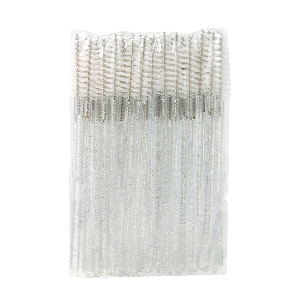 50-piece HSF Marketplace eyelash brush set for lash extensions and makeup, black disposable spoolie brushes