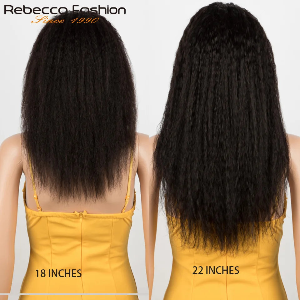 Yaki straight headband wig by HSF Marketplace, 18-22 inch 100% human hair, glueless kinky straight full machine-made wig for women