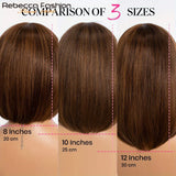 Rebecca ombre brown straight short bob human hair wig with bangs, full machine-made style, natural look, wearable to go.