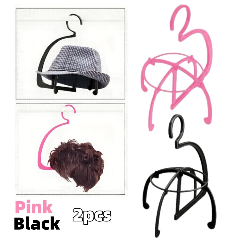 1/4pcs Plastic Wig Hanger Stand Hat Folding Rack Holder Black Pink Portable Styling & Organizing Wigs Storage Rack Display Tools