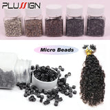 Beige Silicone Tubes Beads Locks Micro Link Ring Tube For Most I-Tip Hair Extension Tips 500Pcs Silicone Lined Micro Ring Beads