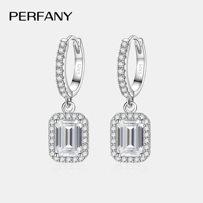 Emerald cut moissanite earrings in S925 silver by HSF Marketplace