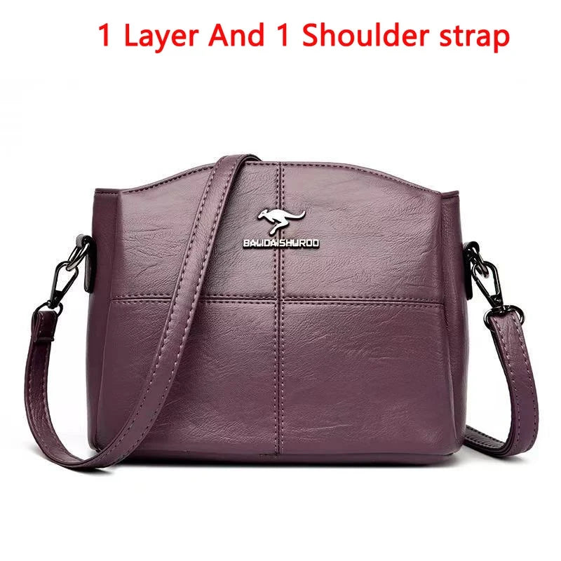 Genuine soft PU leather handbag for women, vintage shoulder tote bag with large capacity, luxury designer style, HSF Marketplace.