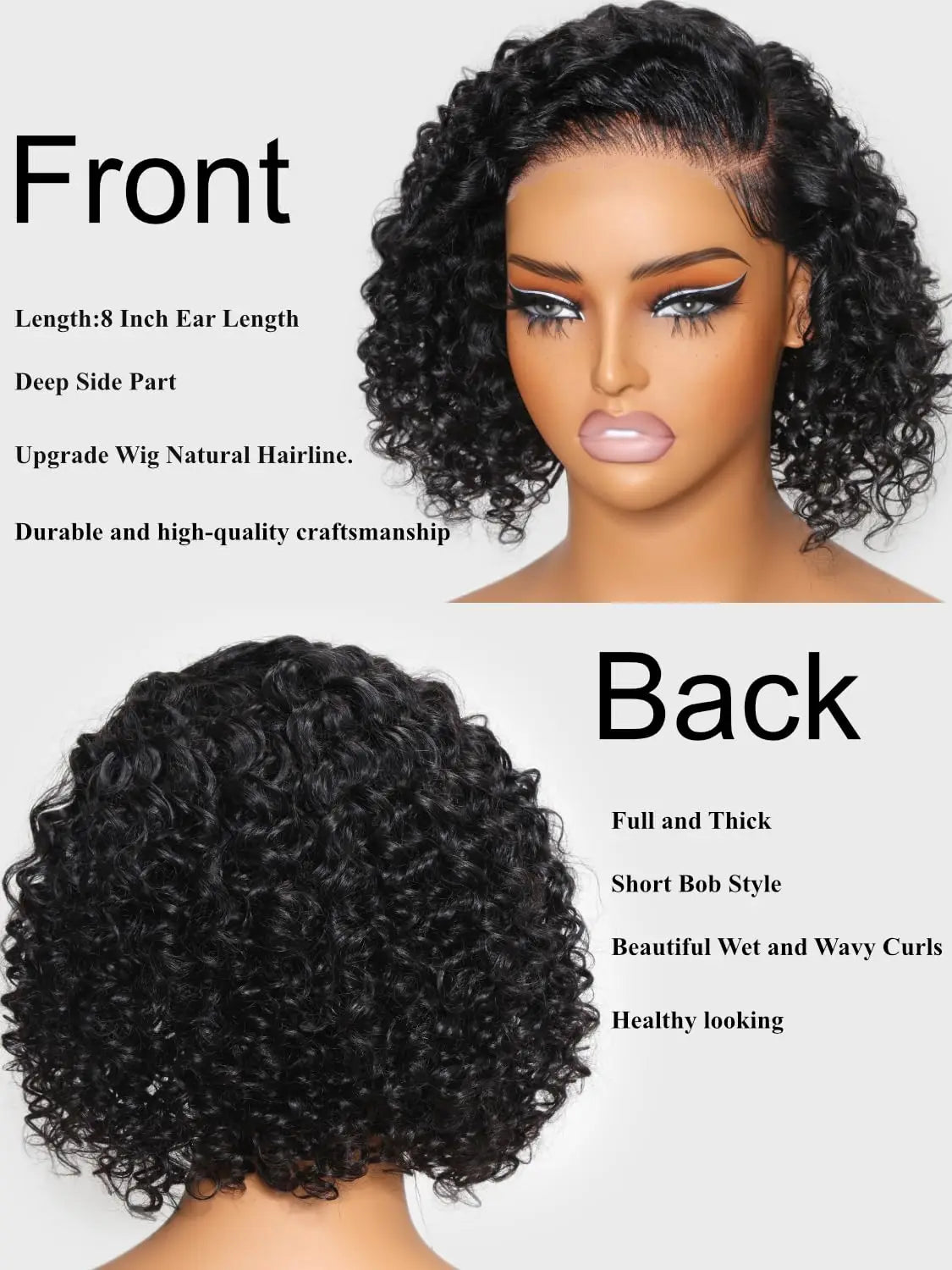 Short curly bob human hair wig with pre-plucked lace closure, HSF Marketplace wig