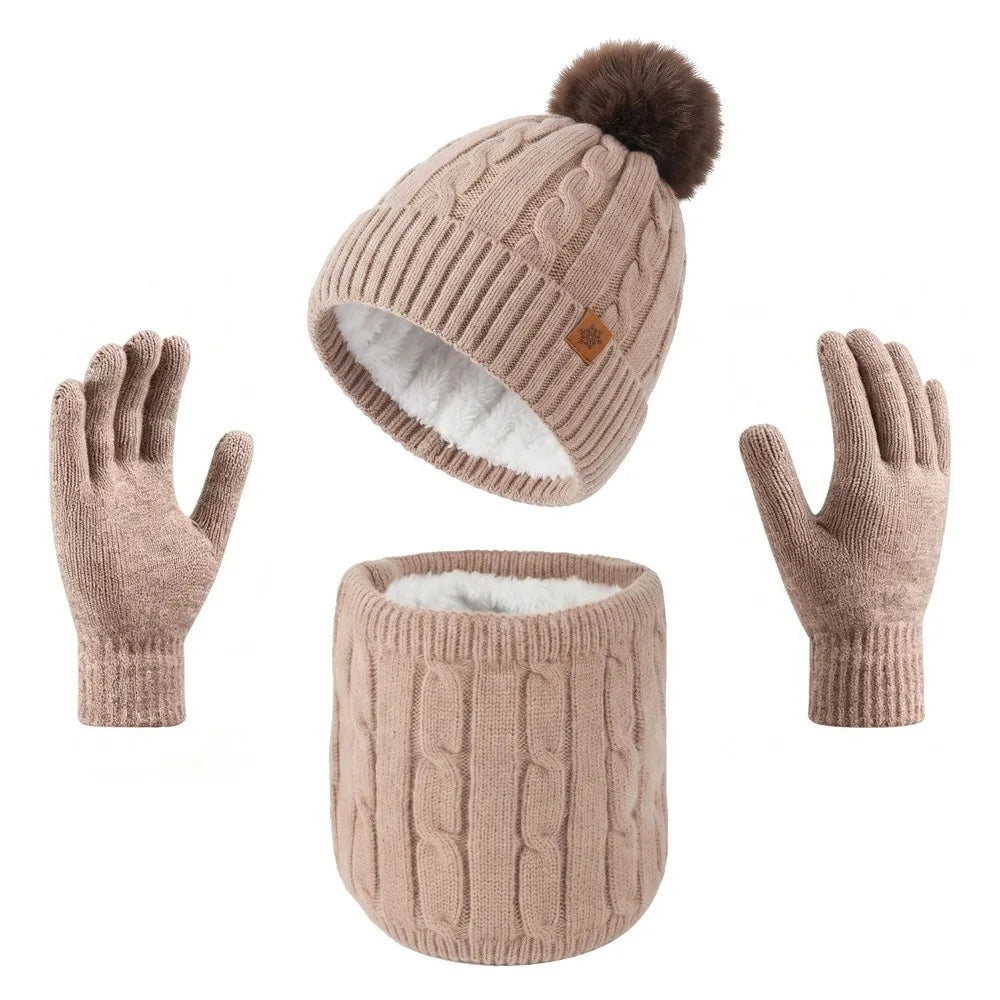 Warm winter hat, scarf and gloves set for men and women by HSF Marketplace