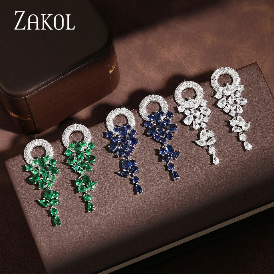 Elegant blue cubic zirconia drop earrings for women by HSF Marketplace
