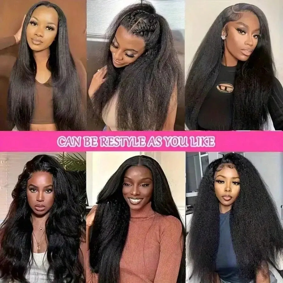 32 Inch Kinky Straight 13X4 Lace Front Wig 250% Density 5X5 Glueless Human Hair Pre Plucked Baby Hair Wigs For Black Women