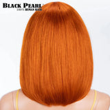 99J Rebecca Brazilian human hair wig, short straight bob with bangs in orange blonde and red tones