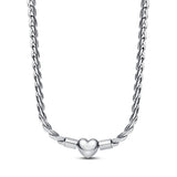 Elegant silver heart-shaped bow zircon necklace for women, perfect for Valentine's Day, weddings, and special occasions.