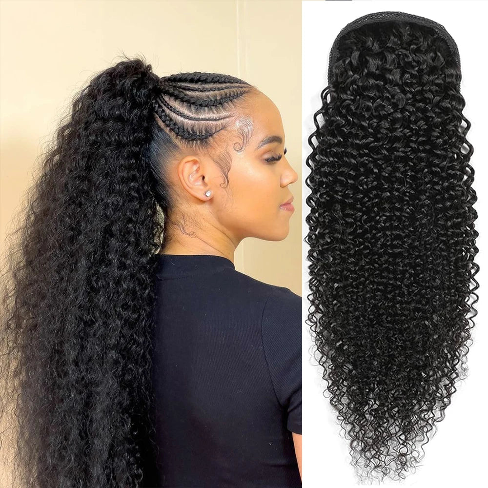 Brazilian straight unprocessed human hair drawstring ponytail extension for Black women by HSF Marketplace