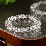 Natural White Azez Quartz Crystal Beaded Bracelet Unisex Elastic Stretch Band Mindfulness Clarity Stone Bracelets Jewelry Gifts