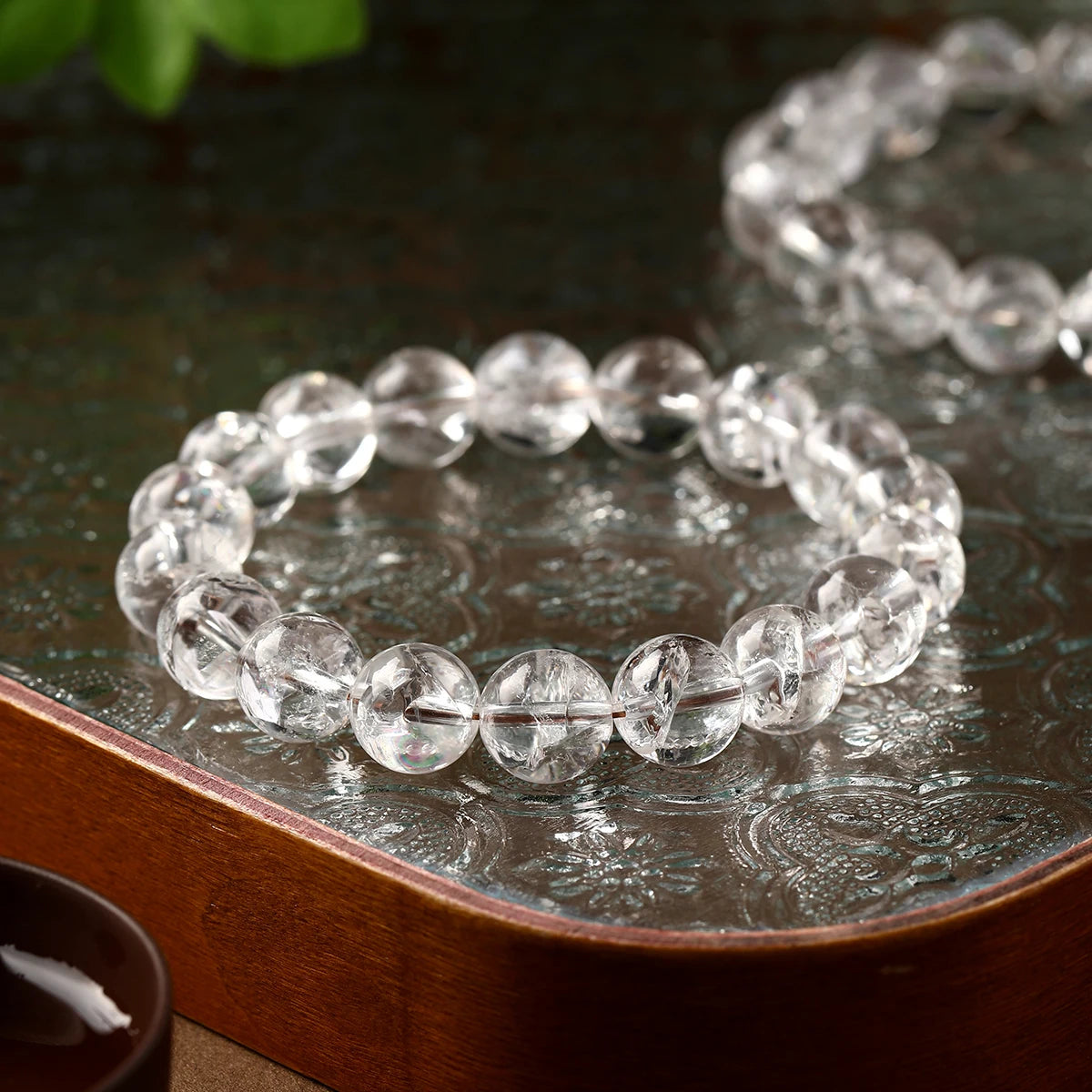 Natural White Azez Quartz Crystal Beaded Bracelet Unisex Elastic Stretch Band Mindfulness Clarity Stone Bracelets Jewelry Gifts