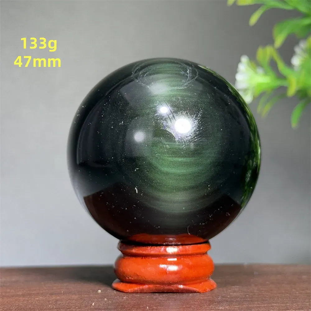 Natural Gem Rainbow Obsidian Mineral Crystal Ball Reiki Therapy Witchcraft Meditation Altar Divination Home Decoration Gift