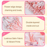 1 Piece Satin Silk Sleep Cap with Fruit Animal Print Double Layer Comfortable for Daily Use