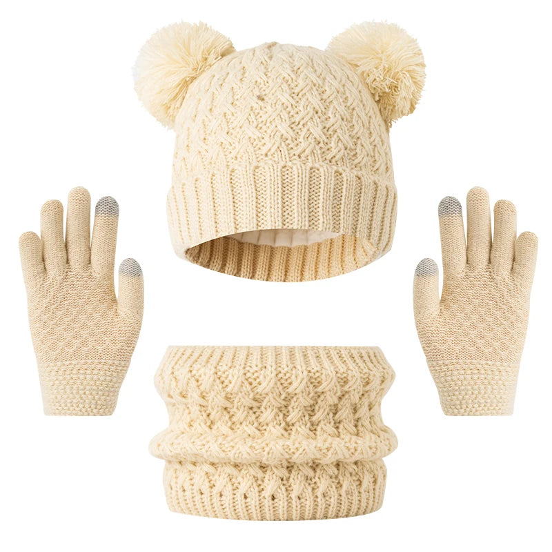 Children's winter hat, scarf, and glove set with snowflake design by HSF Marketplace