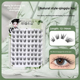 No Glue Self-Adhesive False Eyelashes - Dramatic Volume Natural Wispy Winged Fox Eye Manga Style Fluffy Cat Eye Lashes 7-12mm