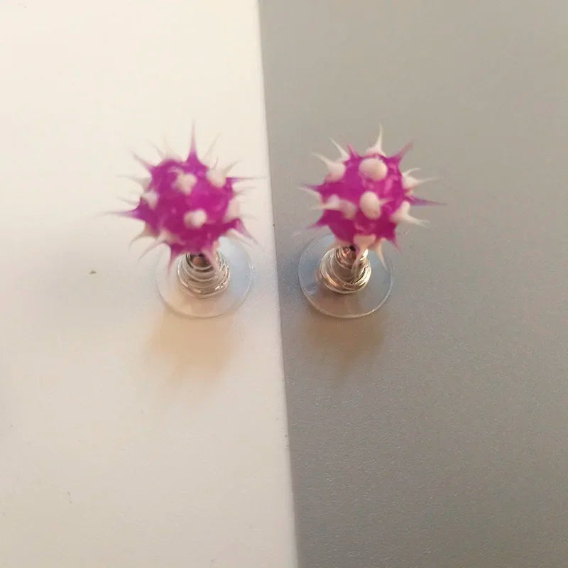 Colorful silicone ball stud earrings in Japanese Korean style, 32 patterns for girls, teens, and children