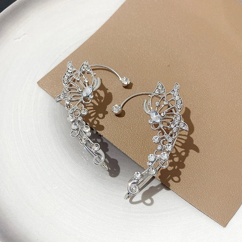 Luxury crystal tassel clip earrings for women, sparkling design by HSF Marketplace