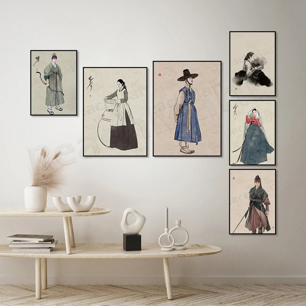 Korean Hanbok canvas poster, Asian home decor wall art by HSF Marketplace