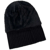 Women's URGENTMAN warm winter beanie hat with plush fur lining and thick knitted design