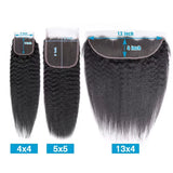 4x4 5x5 13x4 Closure With Bundles Brazilian Kinky Straight Human Hair With Frontal Invisible Melt Skin HD Lace 3 4 Bundle Weave